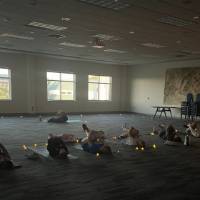 Thompson Scholars attend candlelight yoga